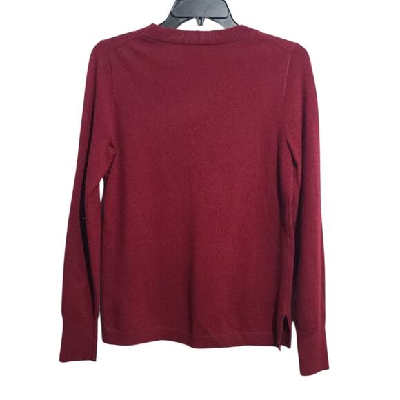 J.Crew 100% Cashmere Relaxed Crewneck Sweater Maroon Red Small GUC - Picture 2 of 5